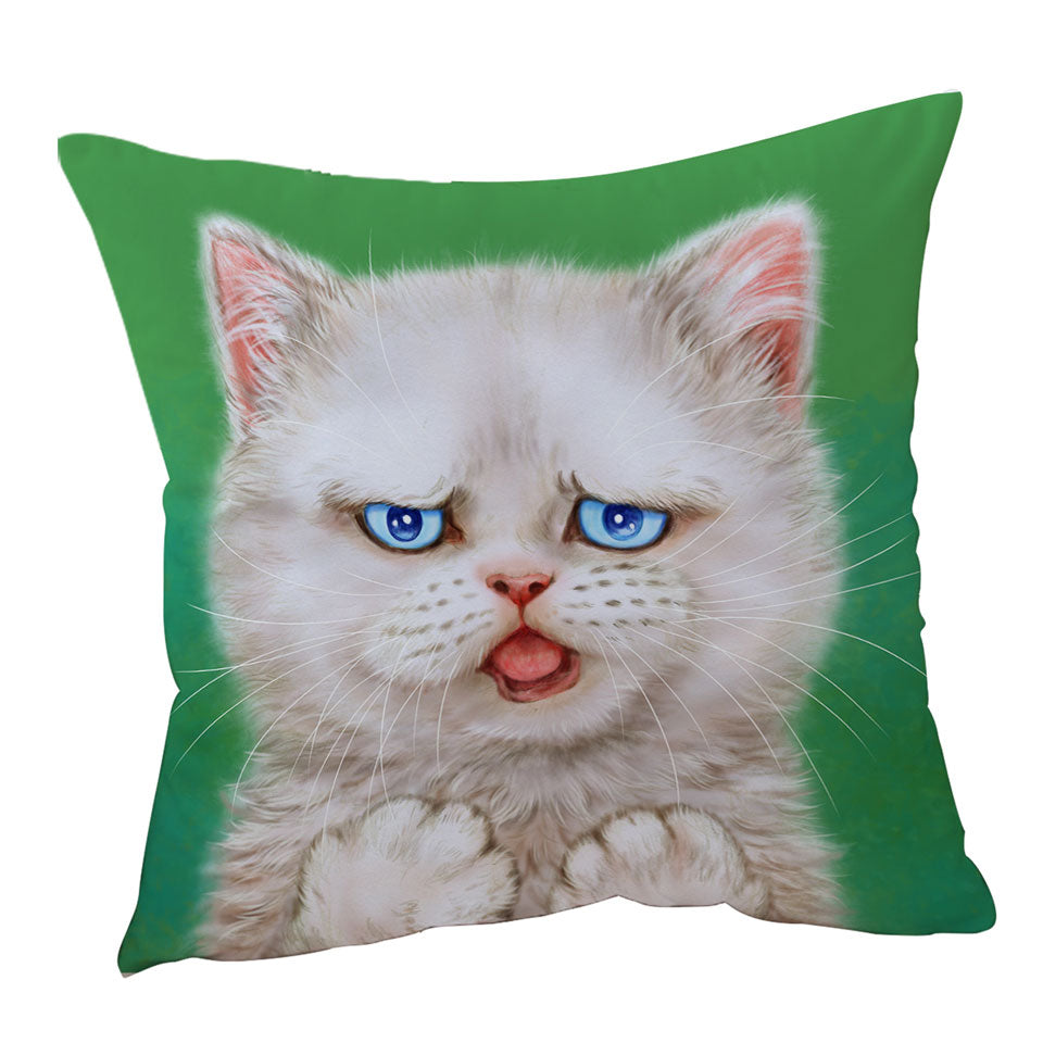 Cat Drawings Cushion Covers with Innocent White Kitten