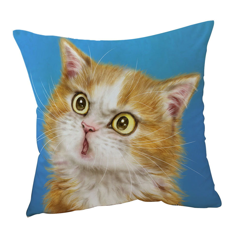 Cats Cute Faces Drawings Wondering Ginger Kitten Cushion Covers