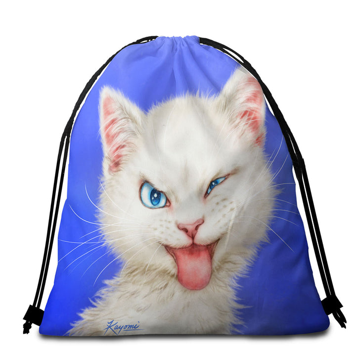 Cats Funny Faces Drawings White Kitten Beach Towels Near Me