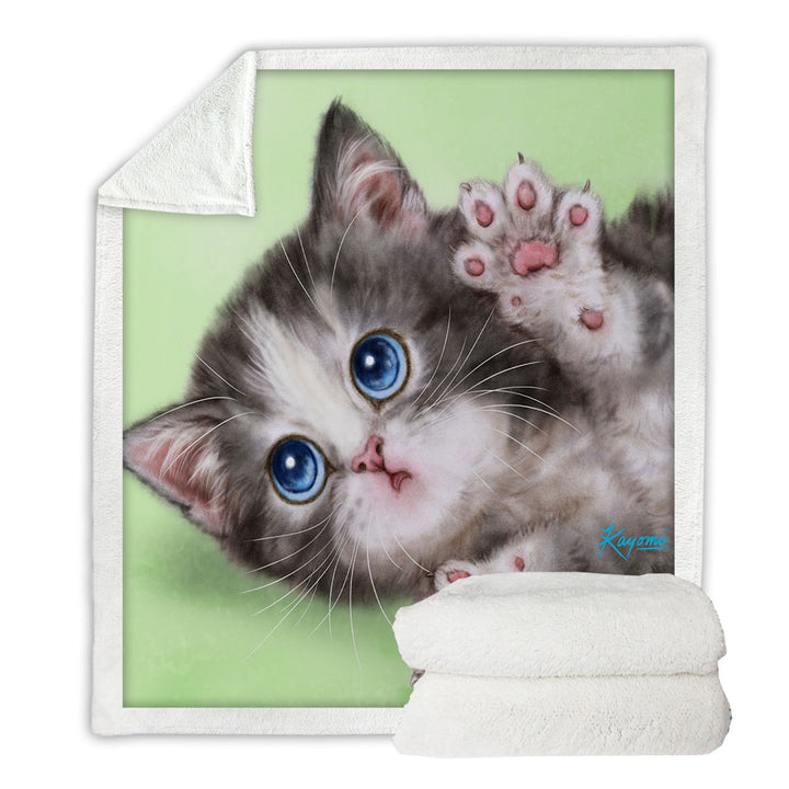 Childrens Throws Cute Kittens Drawings Grey Tabby Kitty Cat