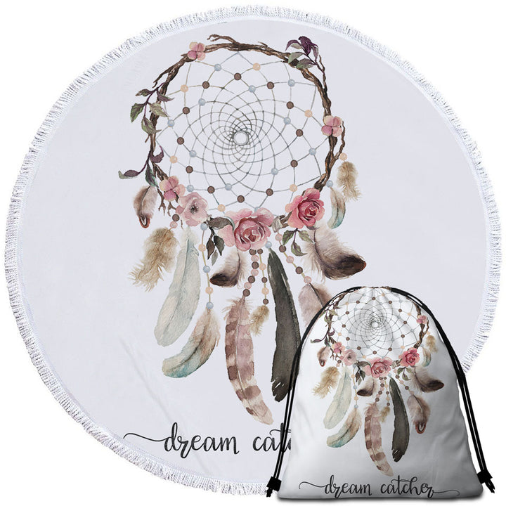 Classic Dream Catcher Native Round Beach Towel