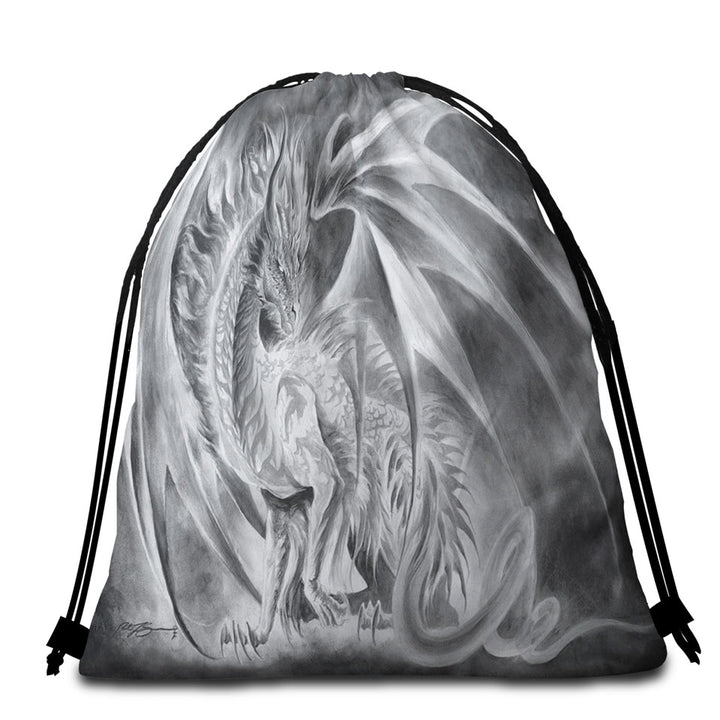 Coldfire Dragon Drawing Cool Fantasy Art Beach Towels and Bags Set