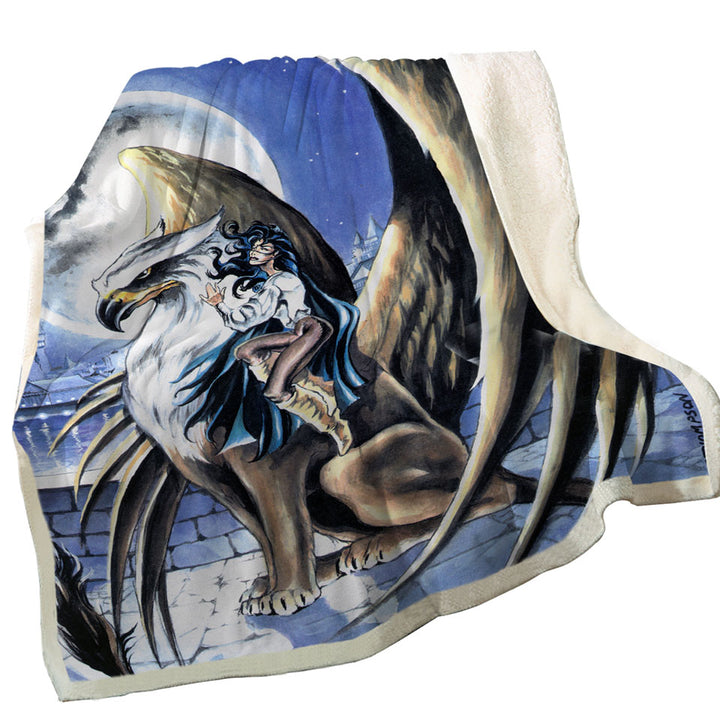 Cool Art Full Moon Watchtower Griffin Throw Blanket