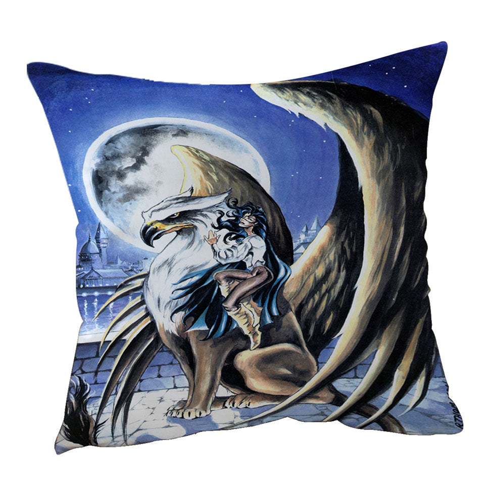 Cool Art Full Moon Watchtower Griffin Throw Pillow