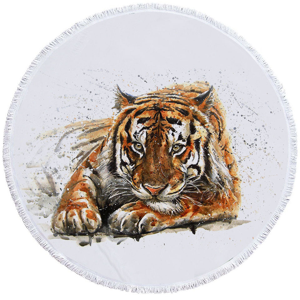 Cool Art Painting Tiger Beach Towels for Guys