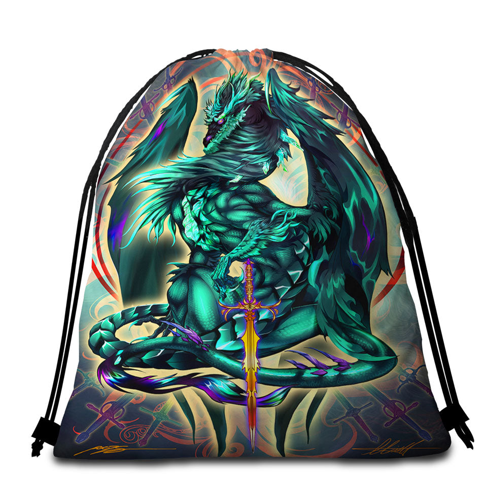 Cool Beach Bags and Towels Fantasy Weapon Green Dragon Terra Blade