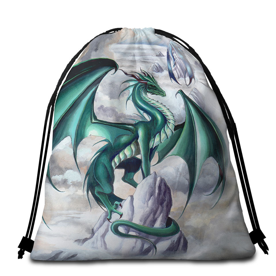 Cool Beach Towel Bags Tempest Clouds Cliffs Dragons