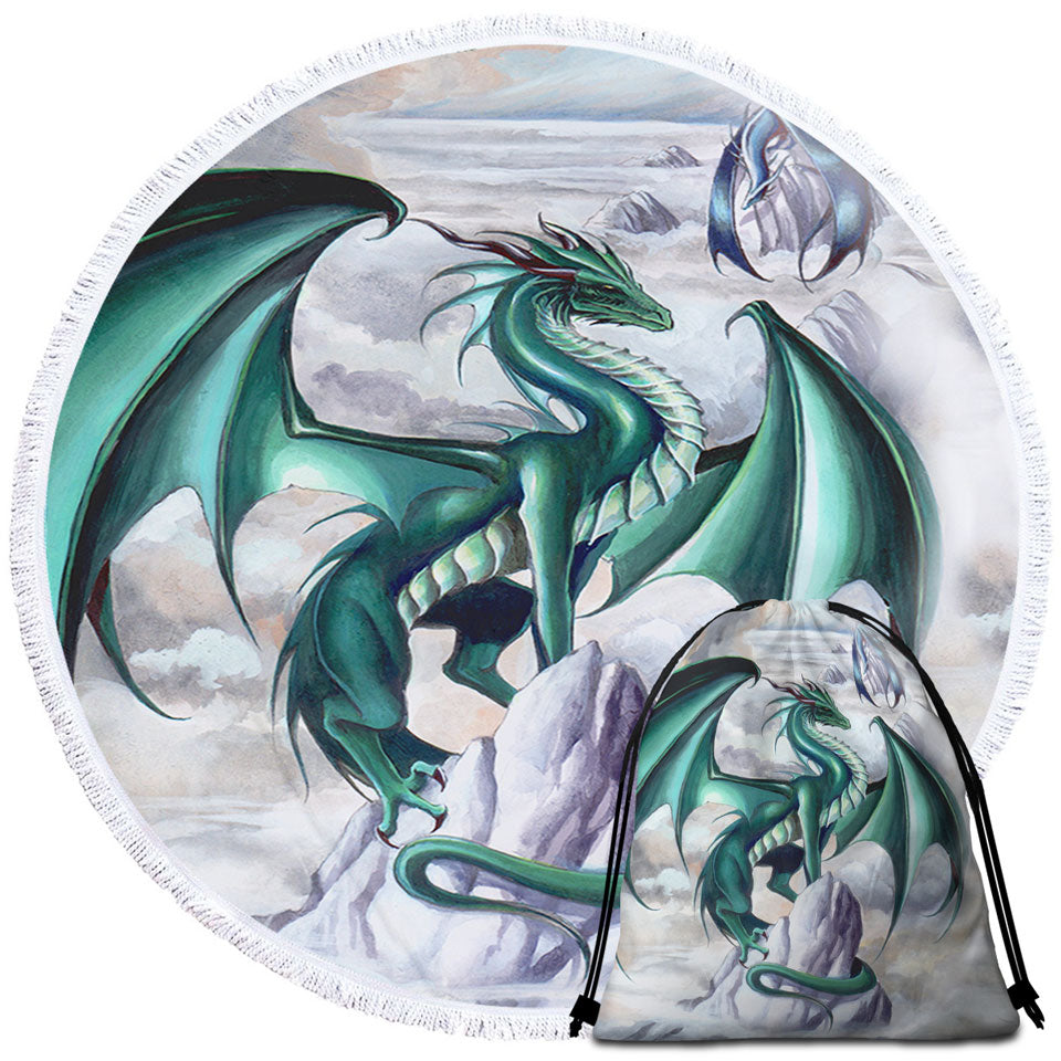 Cool Beach Towel for Travel Tempest Clouds Cliffs Dragons