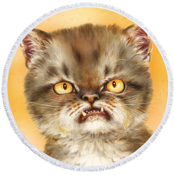 Cool Beach Towels On Sale with Cat Art Angry Furious Kitten