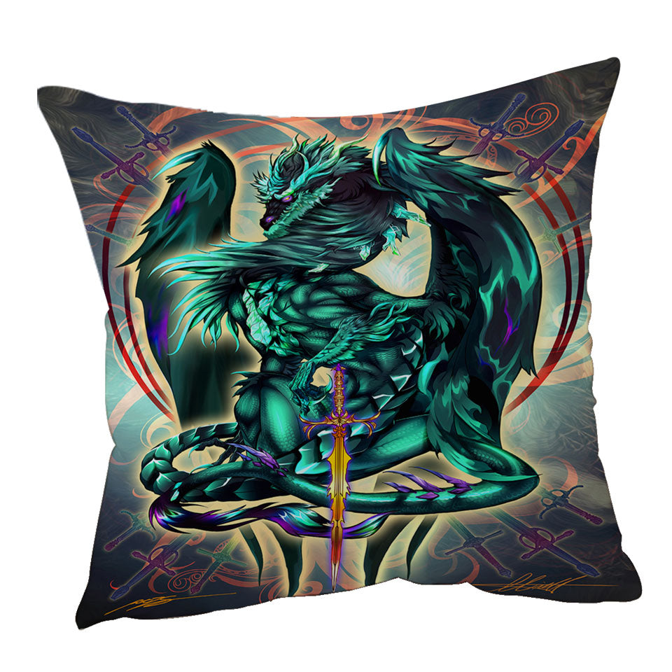 Cool Cushion Covers Fantasy Weapon Green Dragon Terra Blade