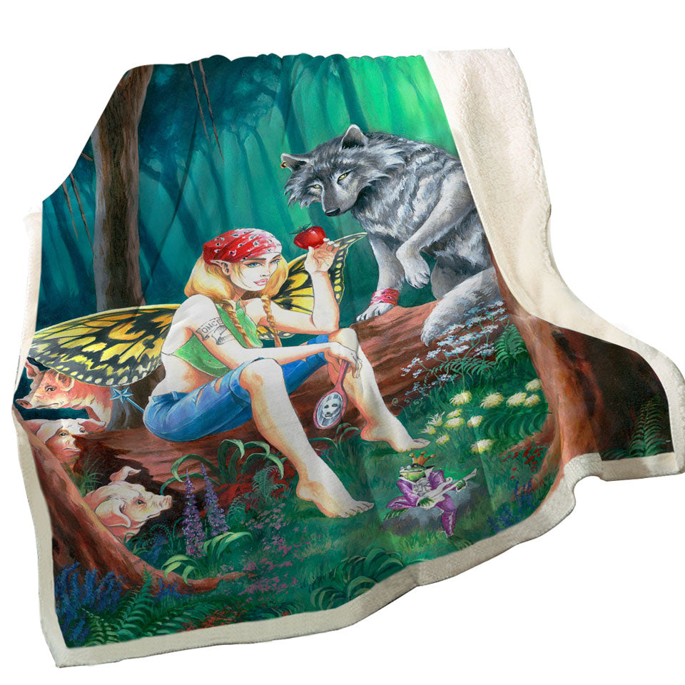 Cool Fairy Tale Fleece Blankets Forest Tough Fairy and Friends