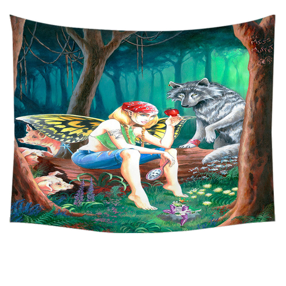 Cool Fairy Tale Tapestry Forest Tough Fairy and Friends