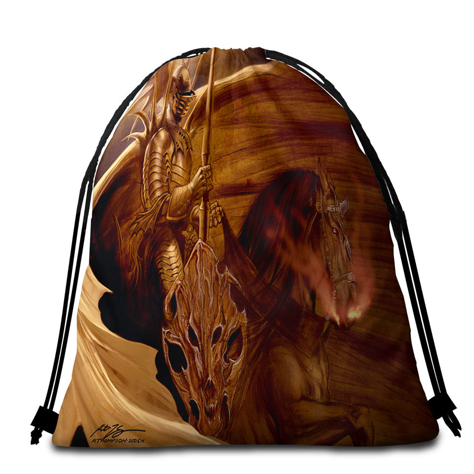 Cool Fantasy Art Unknown Knight Beach Towels and Bags Set