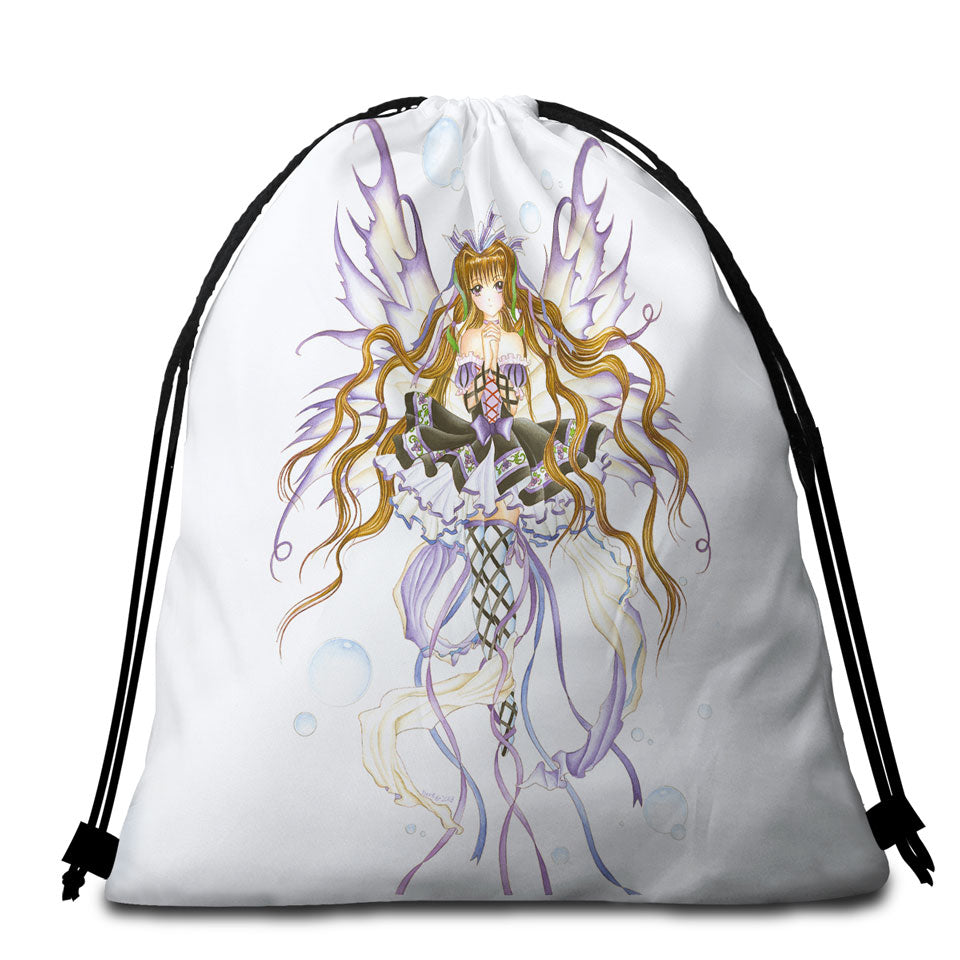 Cool Fantasy Beach Bags and Towels Art Burgundy Wine Fairy