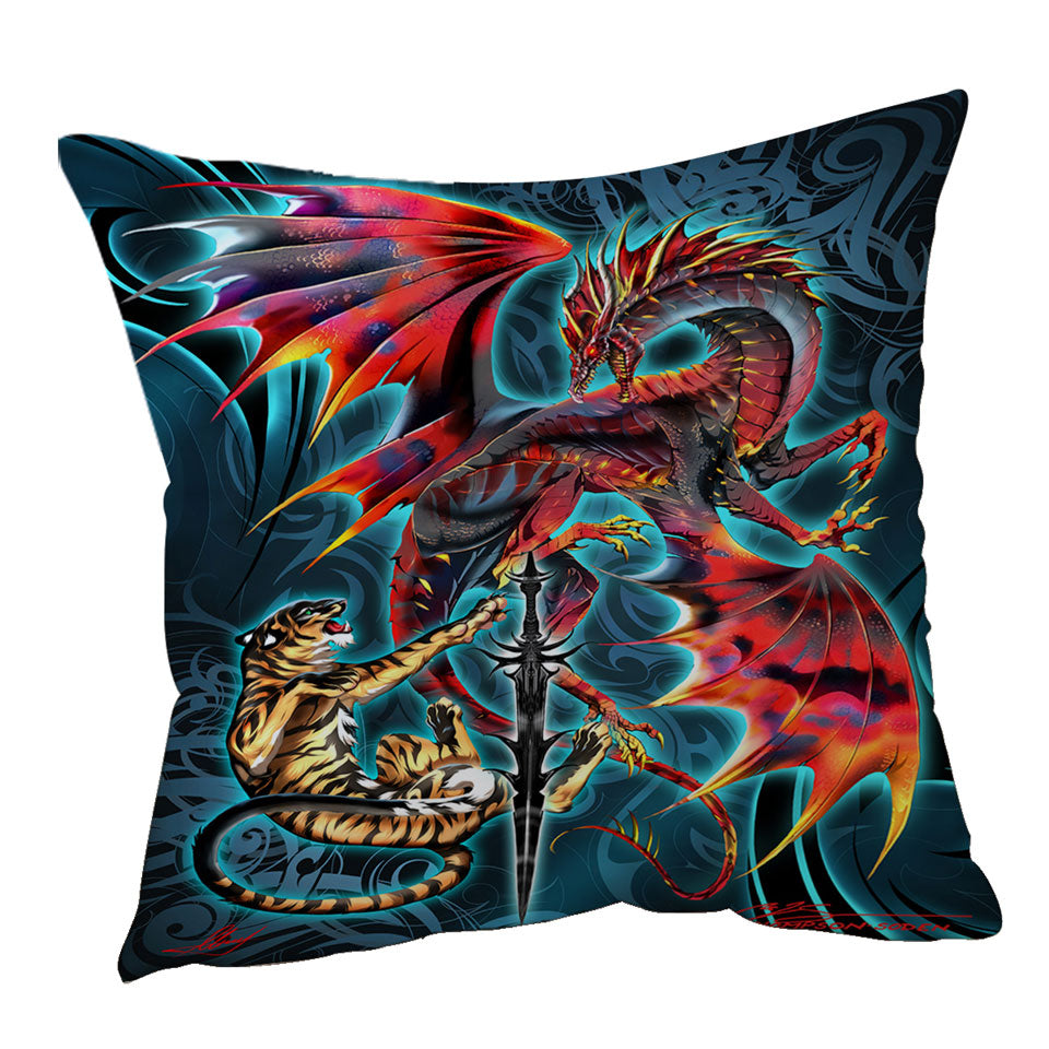 Cool Fantasy Sword Weapon Dragon Tiger Blade Cushion Covers