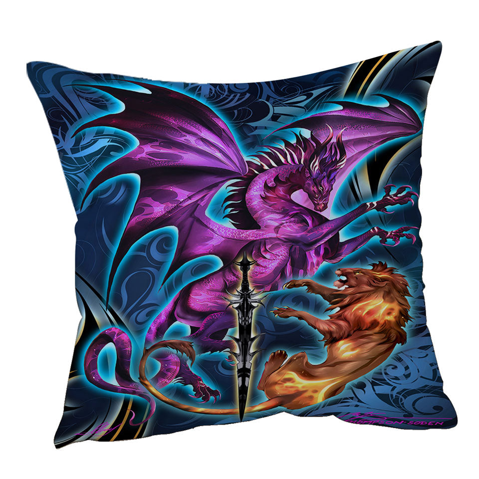 Cool Fantasy Weapon Lion Dragon Blade Cushion Cover