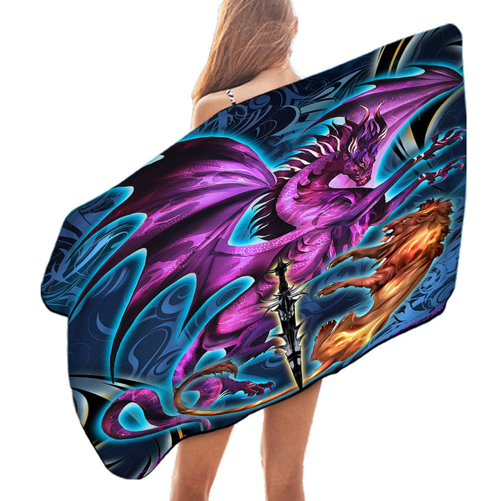 Cool Fantasy Weapon Lion Dragon Blade Swims Towel