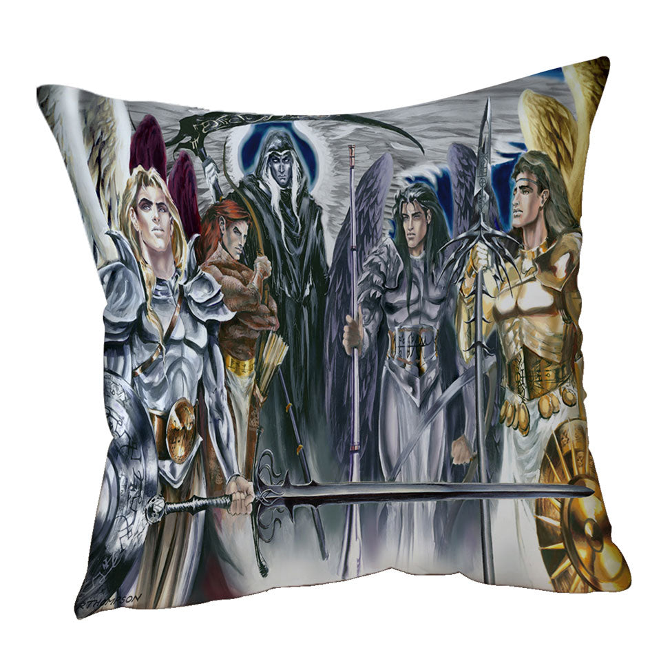 Cool Mens Cushion Covers Fantasy Five Archangels