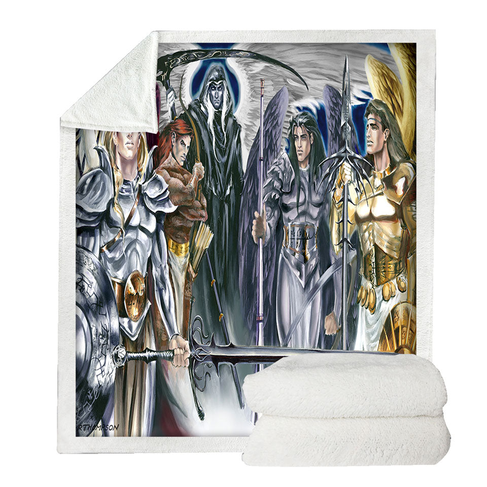 Cool Mens Sherpa Blanket Fantasy Five Archangels