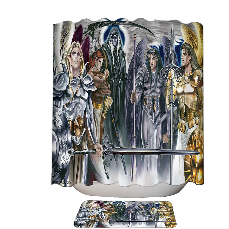 Cool Mens Shower Curtains Fantasy Five Archangels