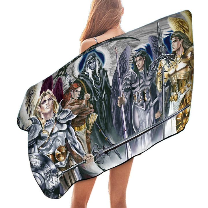 Cool Mens Swims Towel Fantasy Five Archangels