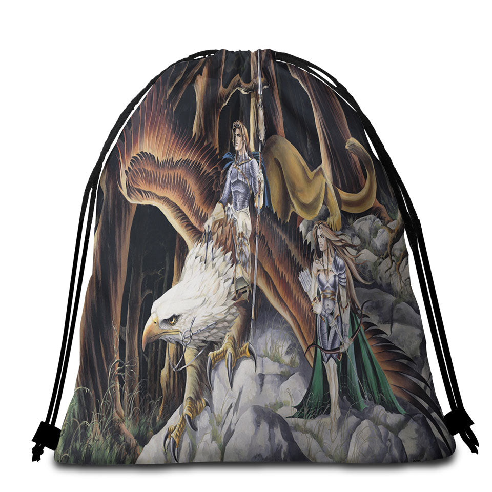 Cool Mythological Griffin Beach Towel Bags Creature Warriors