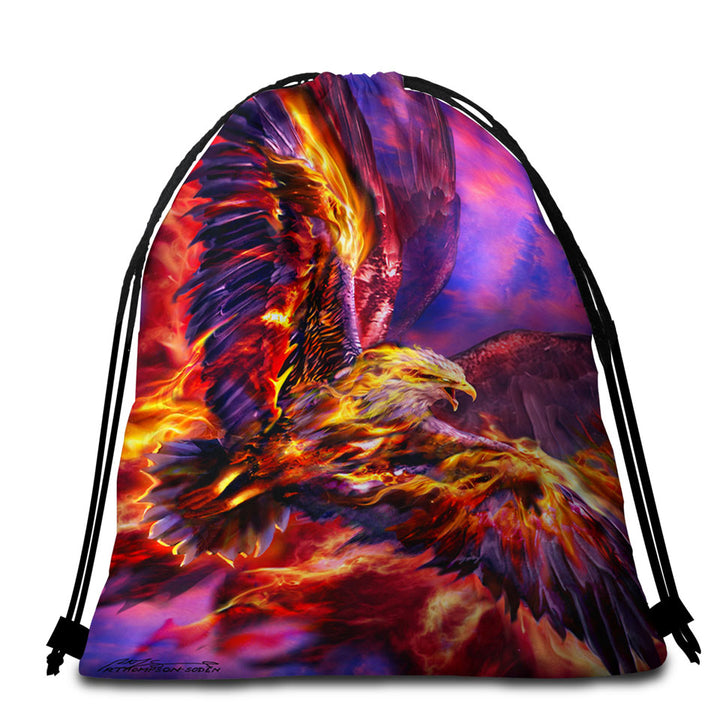 Cool Mythology Beach Towel Bags Bird Phoenix Rising