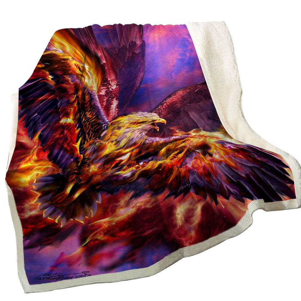 Cool Mythology Fleece Blankets Bird Phoenix Rising