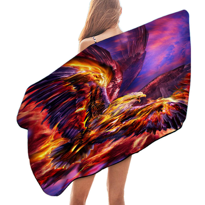 Cool Mythology Pool Towels Bird Phoenix Rising