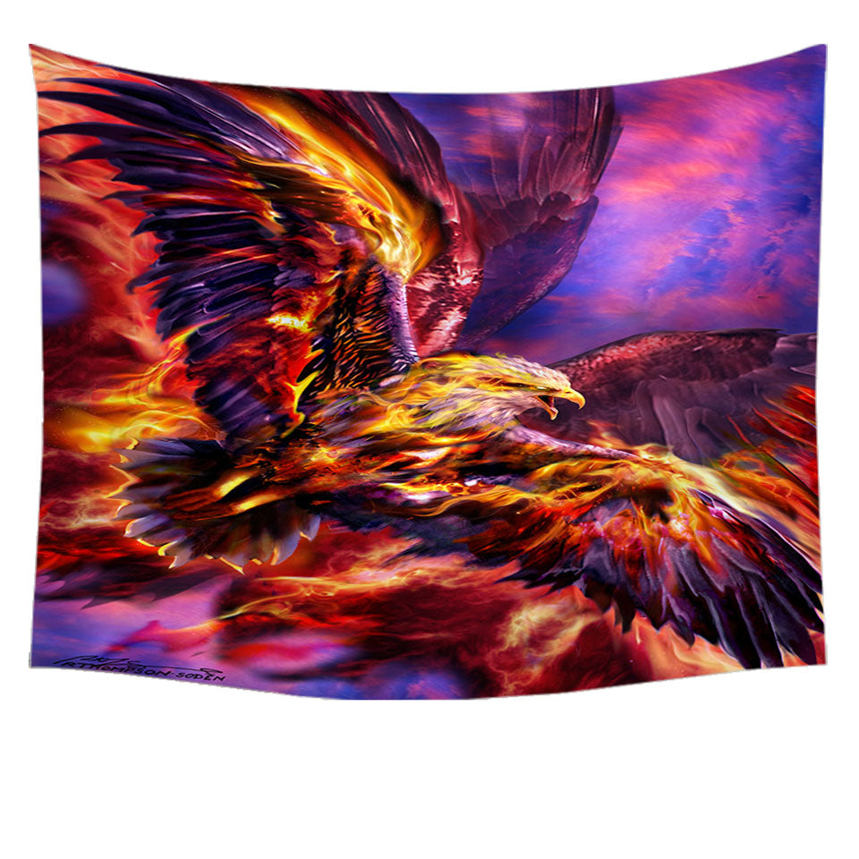 Cool Mythology Tapestry Bird Phoenix Rising