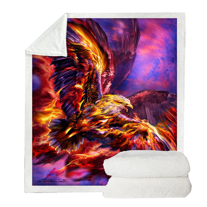 Cool Mythology Throw Blanket Bird Phoenix Rising