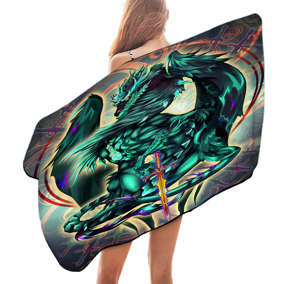 Cool Pool Towels Fantasy Weapon Green Dragon Terra Blade