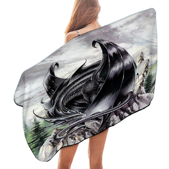 Cool Pool Towels Morning Stretch Mountain Black Dragon