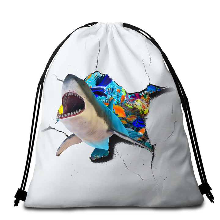 Cool Shark Packable Beach Towel Cracked Wall