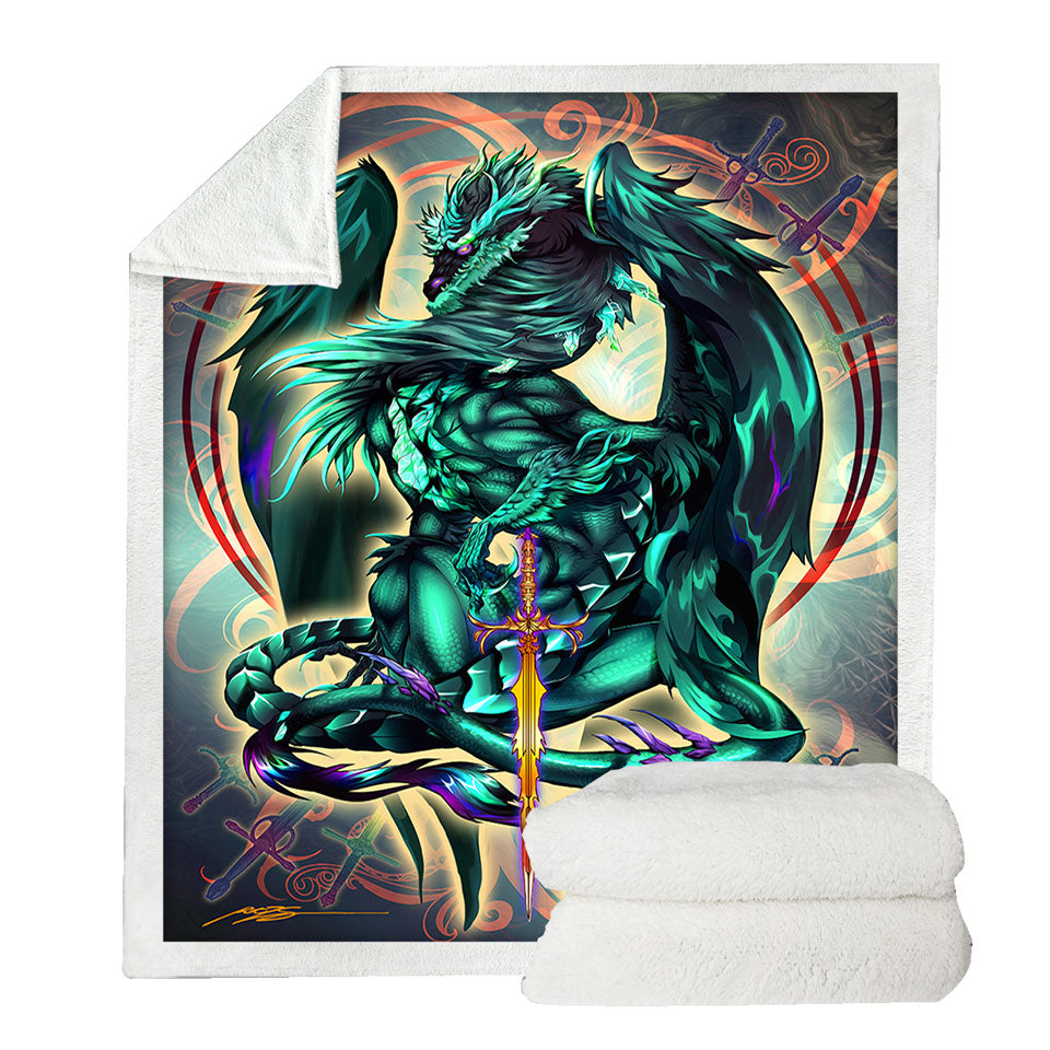 Cool Sherpa Blanket Fantasy Weapon Green Dragon Terra Blade