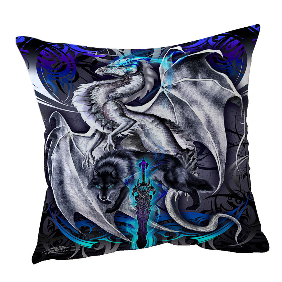 Cool Sofa Pillows Show Fantasy Weapon Wolf Dragon Omega Blade