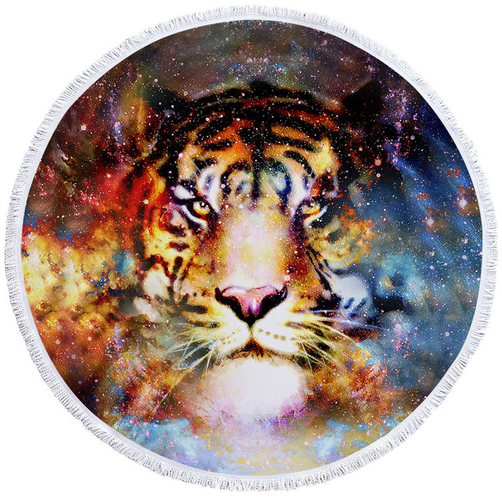 Cool Space Tiger Mens Beach Towel