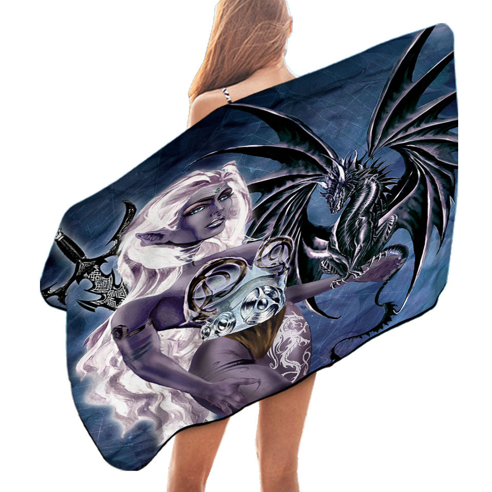 Cool Swims Towel Fantasy Drawings Dragons Worn the Mistress