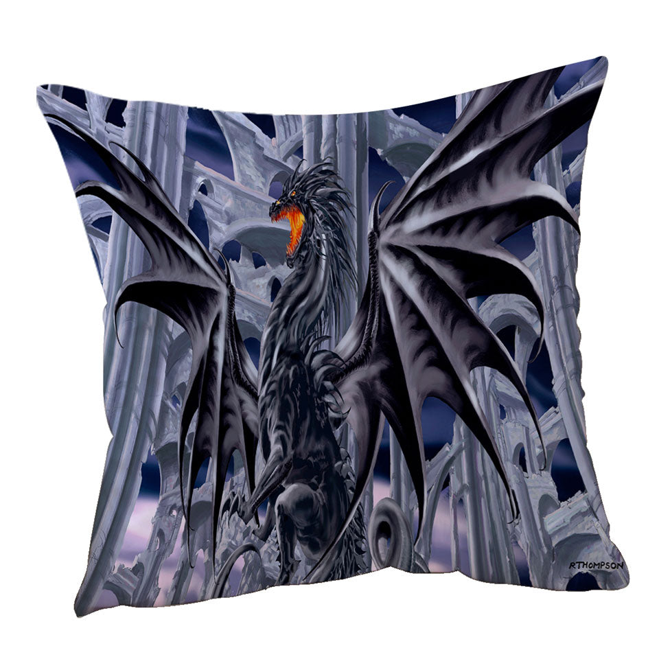 Cool Throw Cushions and Pillows Thunderstrike Powerful Black Dragon