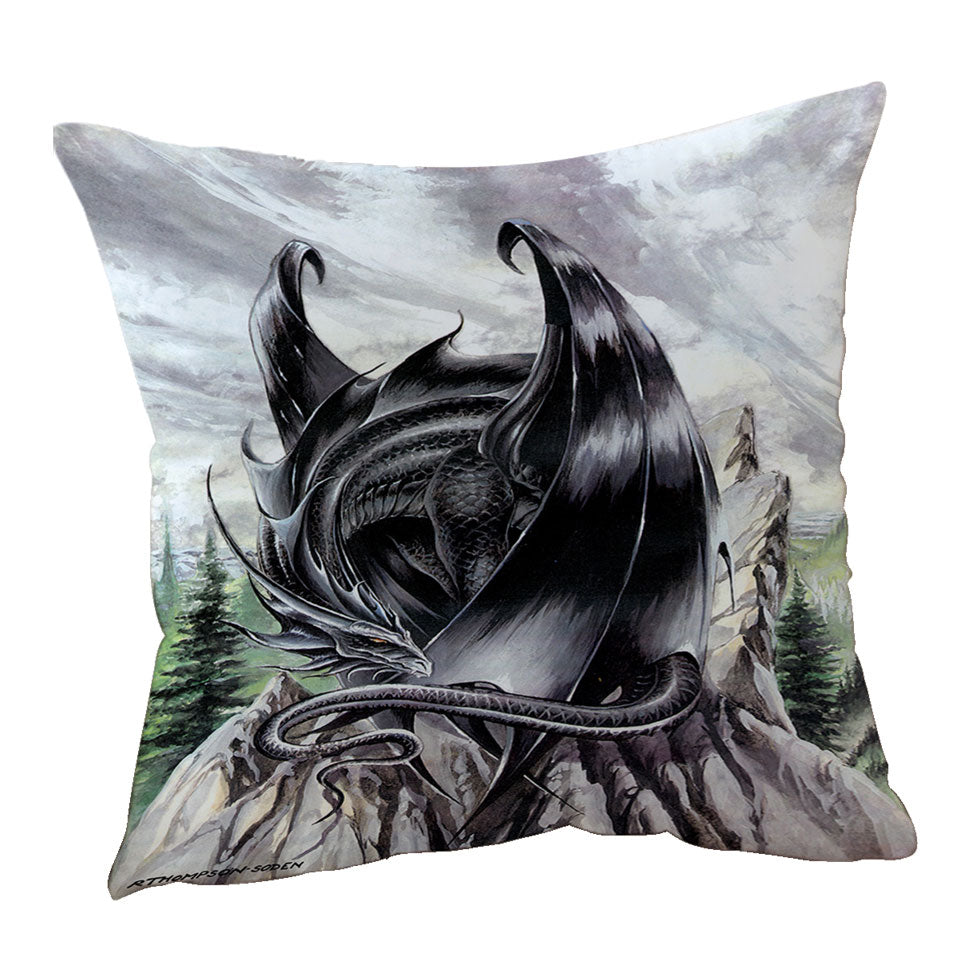 Cool Throw Pillows Morning Stretch Mountain Black Dragon