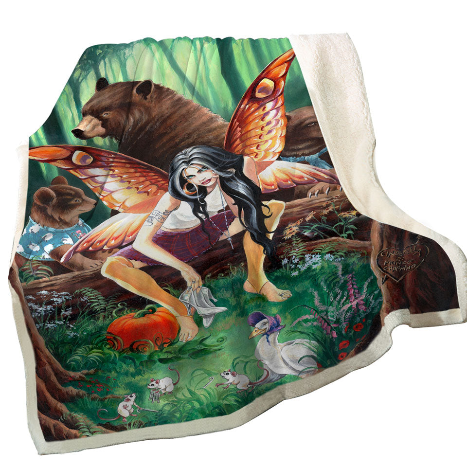 Cool Throws for Men Fairy Tale Tough Fairy and Three Bears