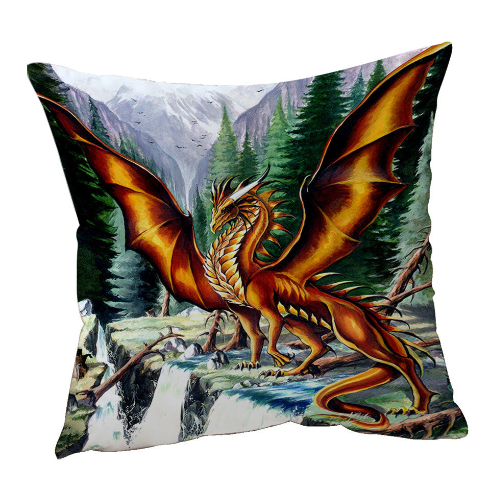 Cushion Throws Pillow Covers with Nature Mountain Waterfall Forest Solaris Dragon