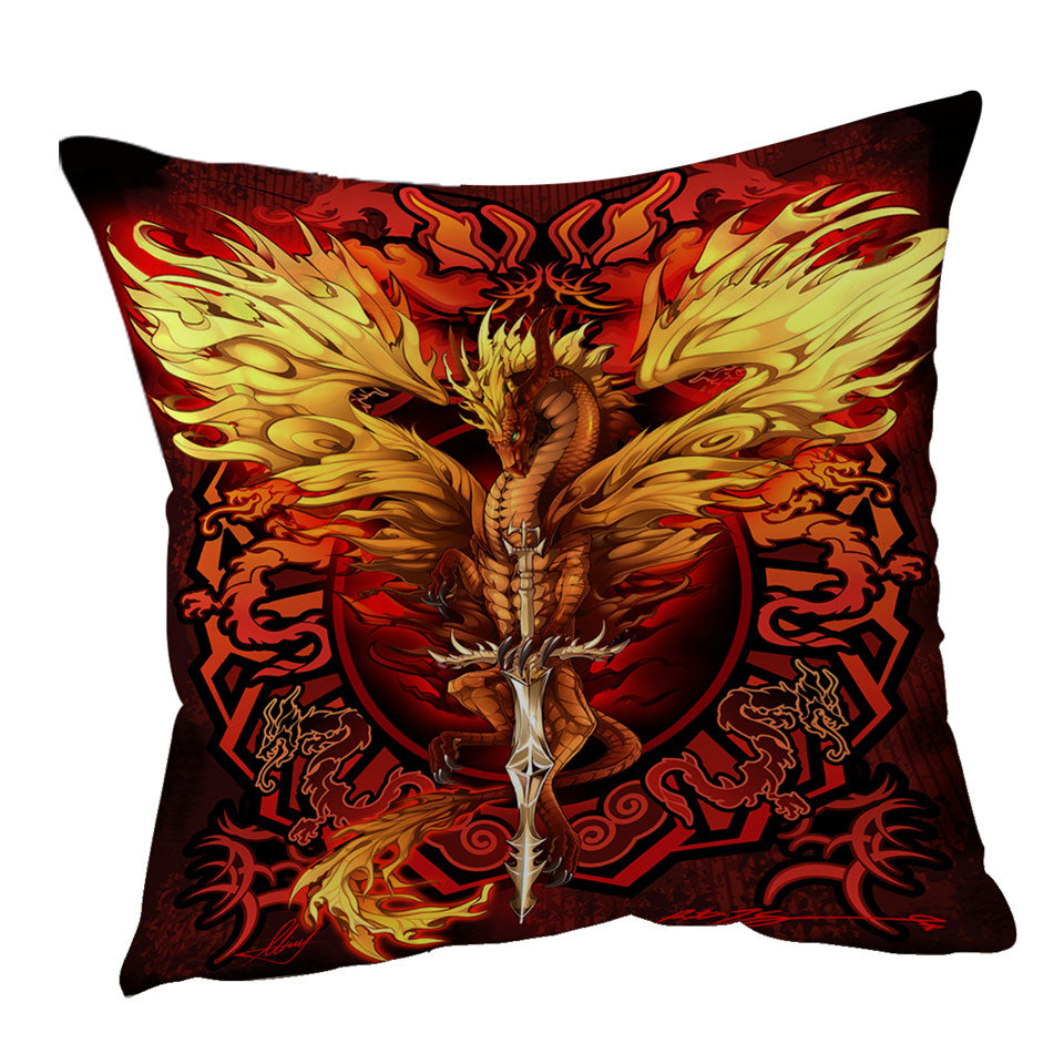 Cushions with Cool Fantasy Sword Weapon Dragon Flame Blade