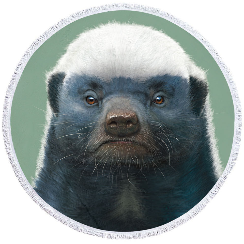 Cute Animal Art Honey Badger Round Beach Towel