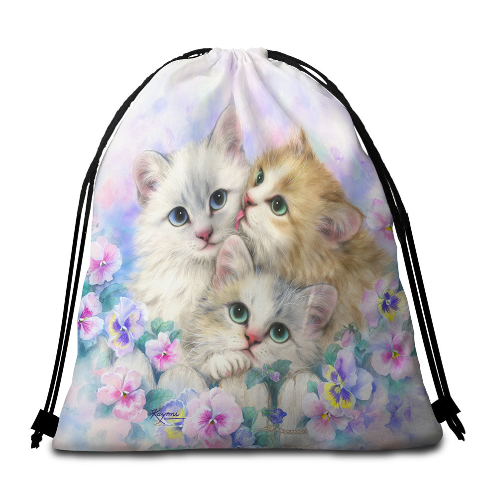 Cute Beach Towel Pack Three Adorable Kittens Daydreamers Cat Art