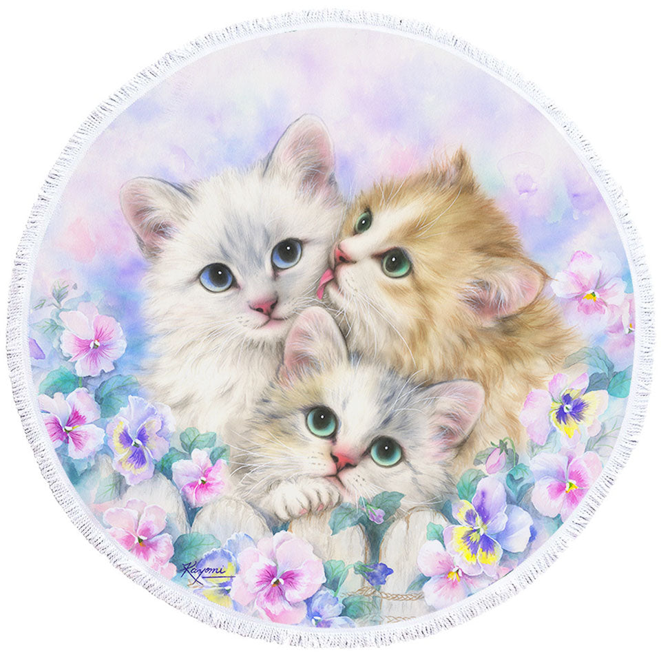 Cute Beach Towels Three Adorable Kittens Daydreamers Cat Art