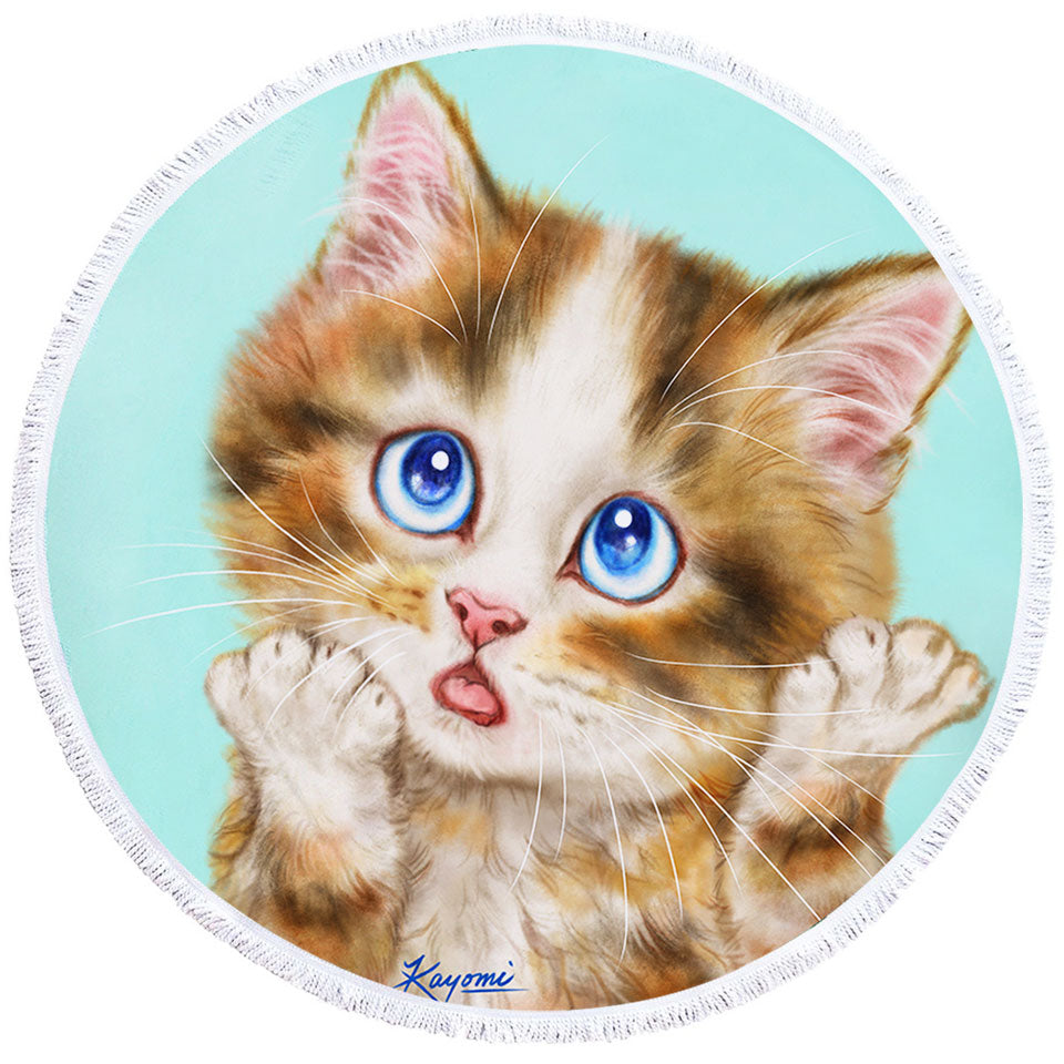 Cute Cats Childrens Beach Towels Art Wondering Tabby Kitten