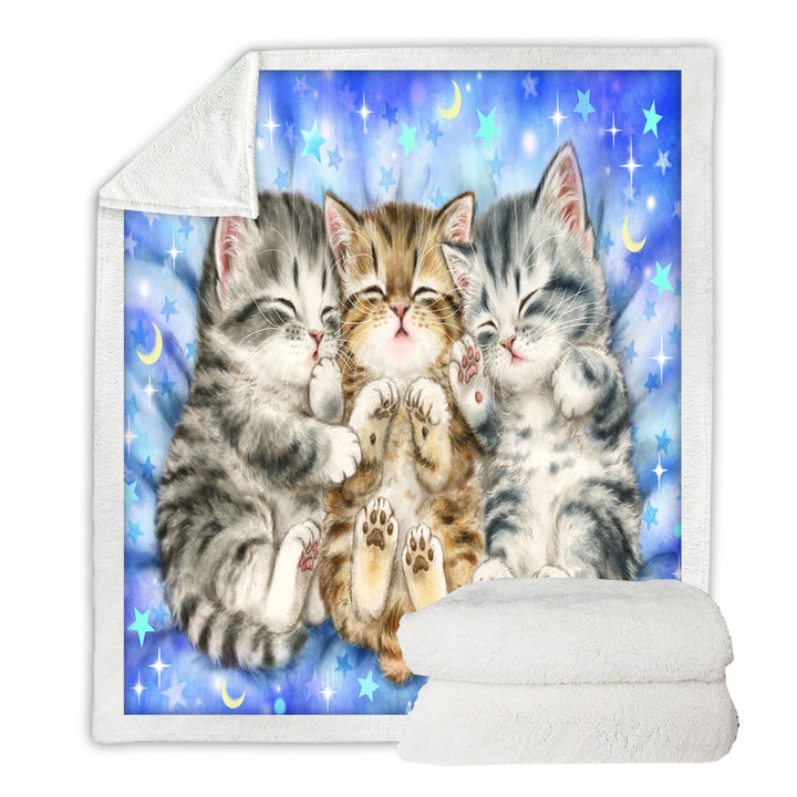 Cute Cats Nap Time Three Sweet Kittens Fleece Blankets