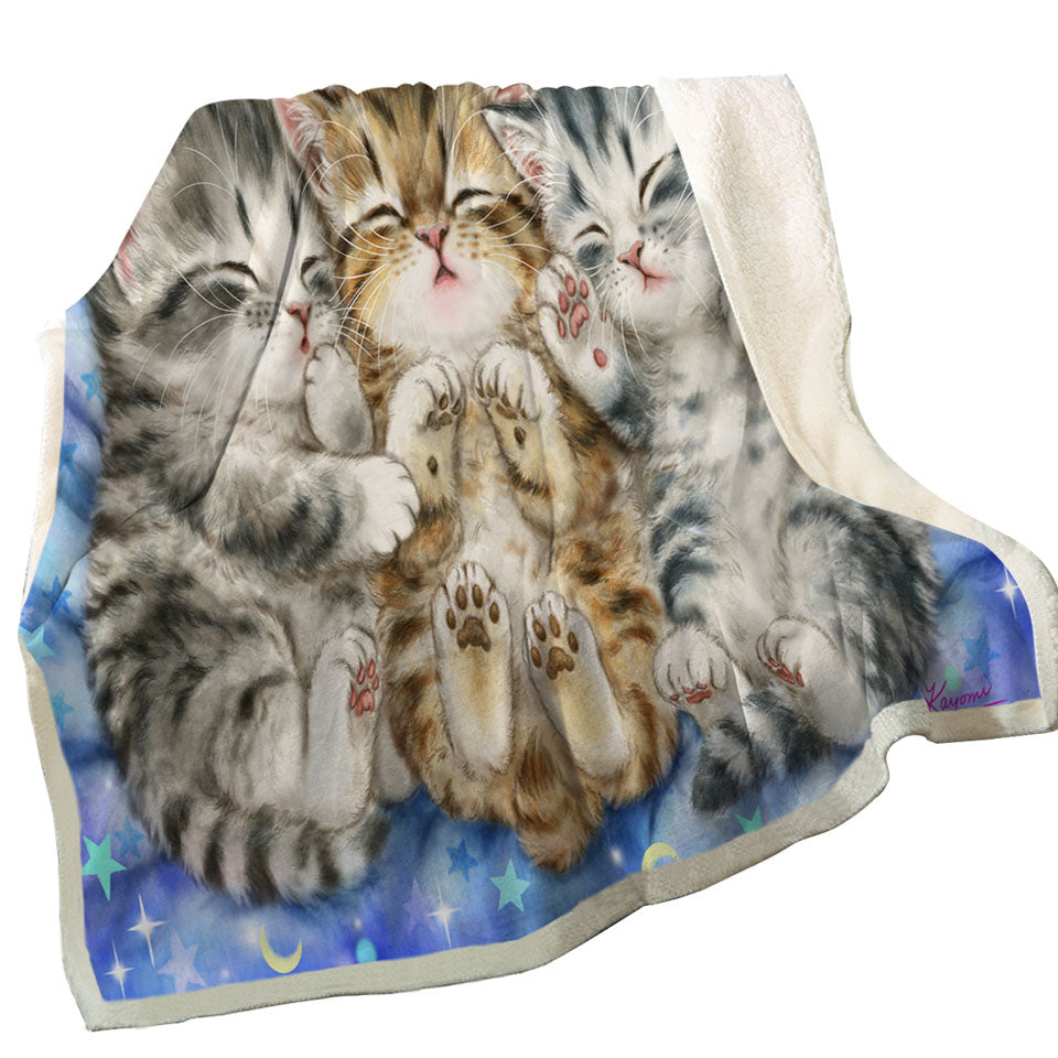 Cute Cats Nap Time Three Sweet Kittens Sofa Blankets