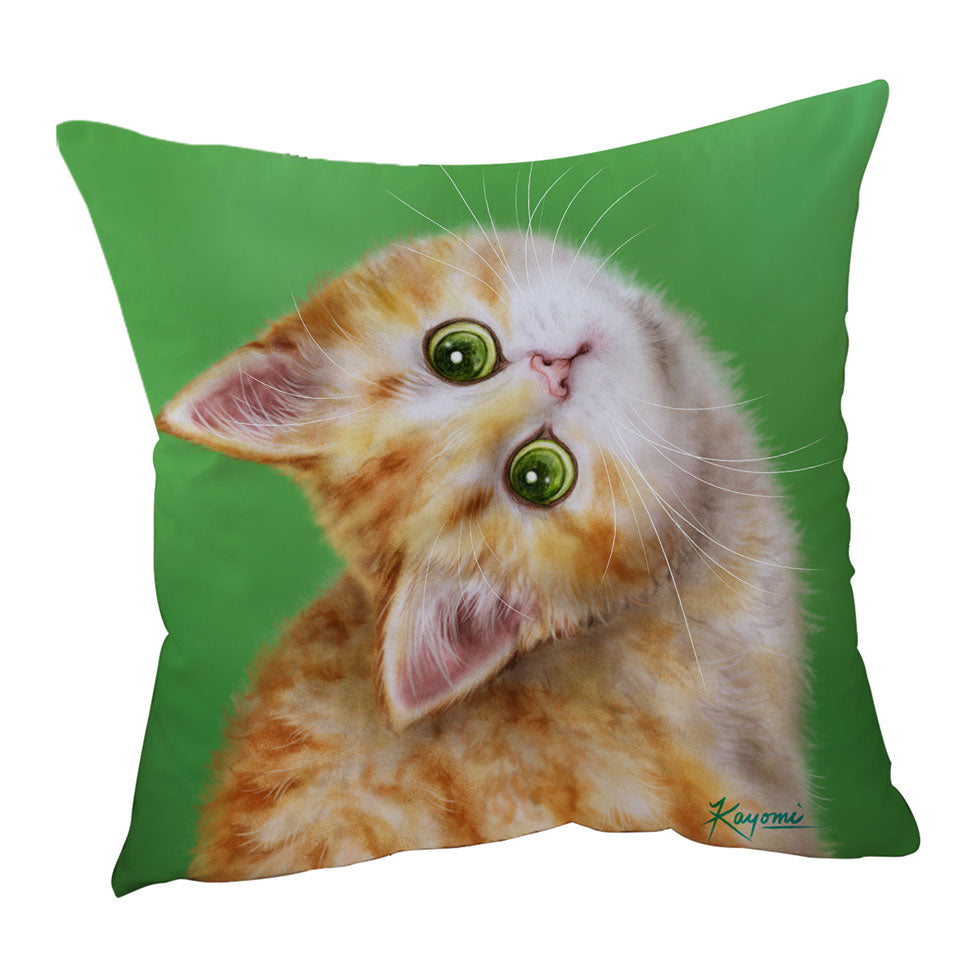 Cute Children Cushions Kittens Drawings Ginger Tabby Kitty Cat